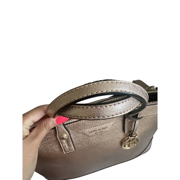 HENRI BENDEL Rose Gold Saffiano Leather Large Satchel Crossbody Bag - Picture 5 of 13